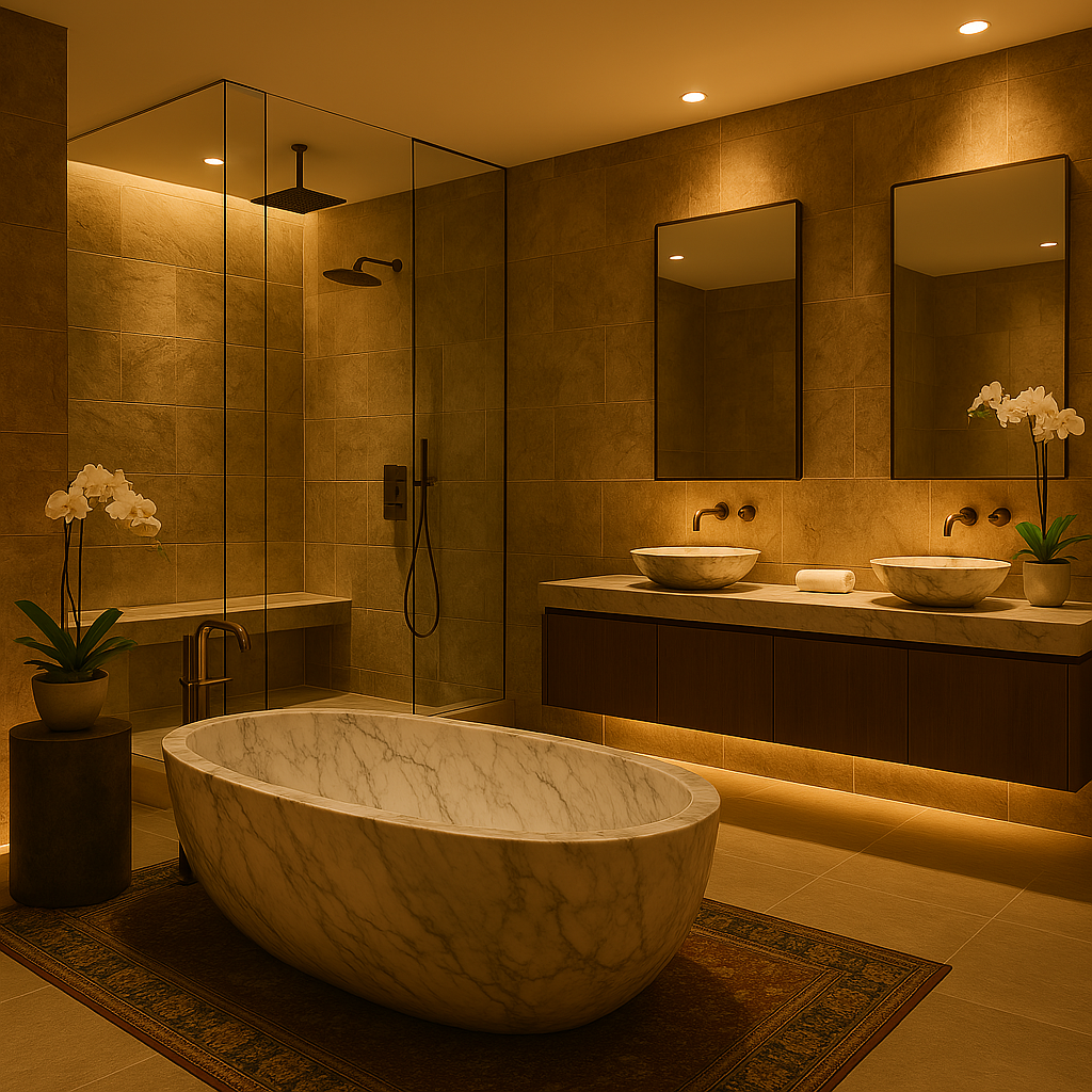 Spa-Inspired Master Bathroom by Residential Interior Designers in Noida